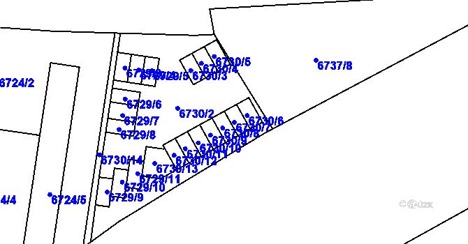 Parcela st. 6730/7 v KÚ Prostějov, Katastrální mapa