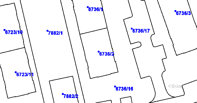 Parcela st. 6736/2 v KÚ Prostějov, Katastrální mapa