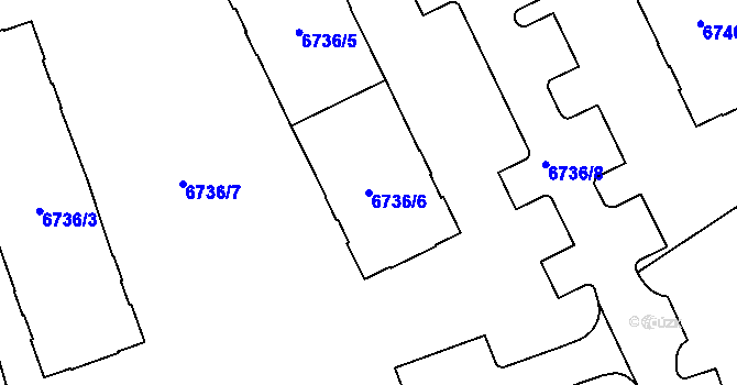 Parcela st. 6736/6 v KÚ Prostějov, Katastrální mapa