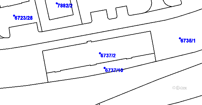 Parcela st. 6737/3 v KÚ Prostějov, Katastrální mapa
