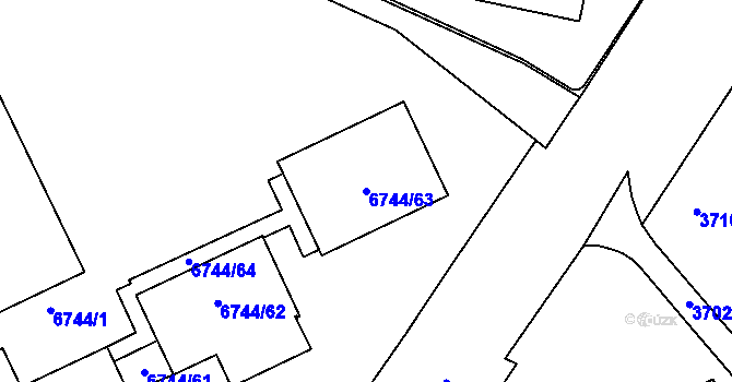 Parcela st. 6744/63 v KÚ Prostějov, Katastrální mapa
