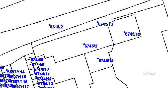 Parcela st. 6745/2 v KÚ Prostějov, Katastrální mapa