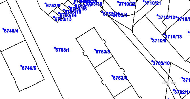 Parcela st. 6753/5 v KÚ Prostějov, Katastrální mapa