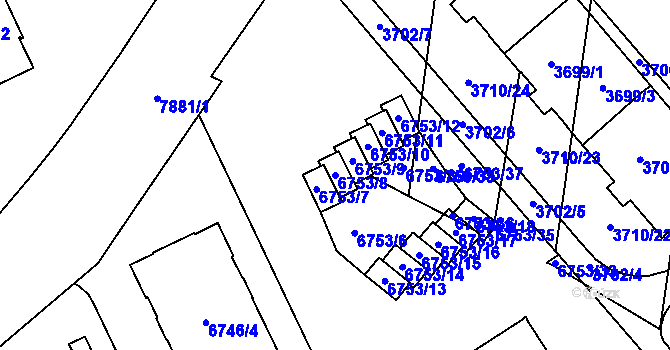 Parcela st. 6753/8 v KÚ Prostějov, Katastrální mapa