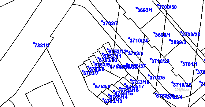 Parcela st. 6753/11 v KÚ Prostějov, Katastrální mapa