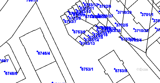 Parcela st. 6753/13 v KÚ Prostějov, Katastrální mapa