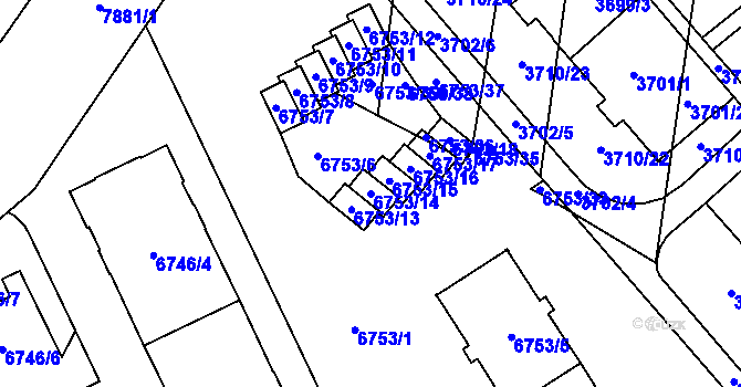 Parcela st. 6753/14 v KÚ Prostějov, Katastrální mapa