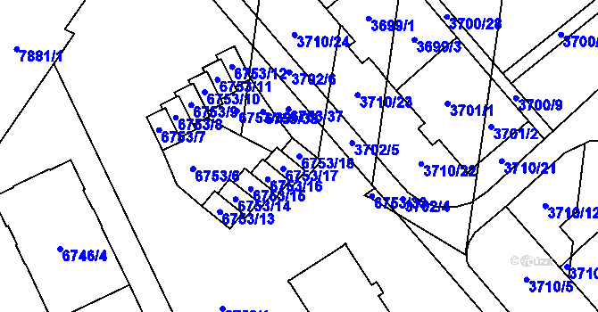 Parcela st. 6753/18 v KÚ Prostějov, Katastrální mapa
