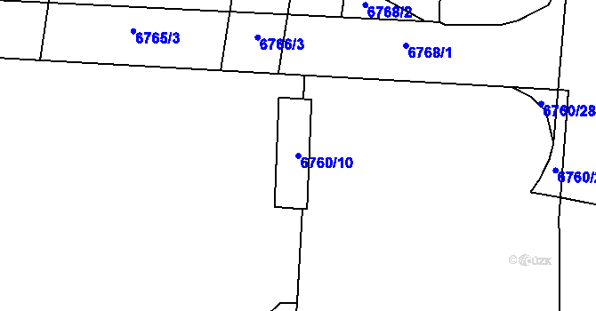 Parcela st. 6760/10 v KÚ Prostějov, Katastrální mapa