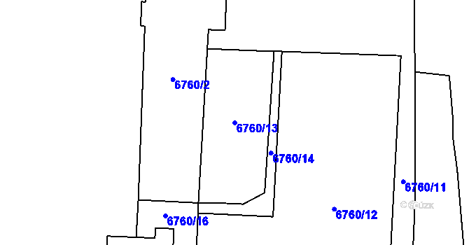 Parcela st. 6760/13 v KÚ Prostějov, Katastrální mapa