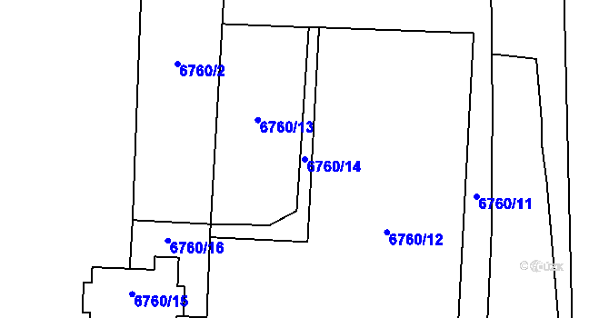Parcela st. 6760/14 v KÚ Prostějov, Katastrální mapa