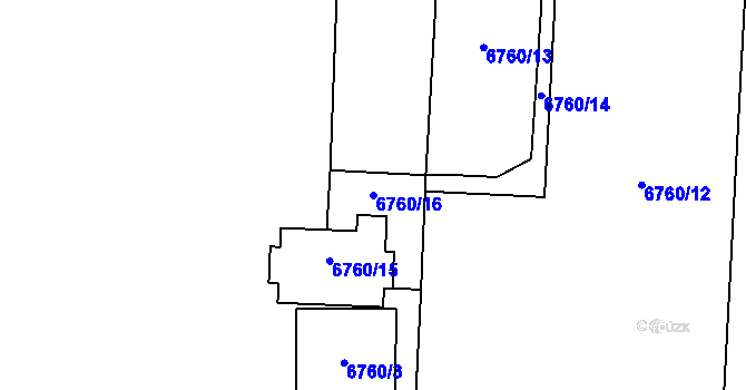 Parcela st. 6760/16 v KÚ Prostějov, Katastrální mapa