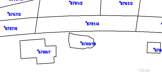 Parcela st. 6760/18 v KÚ Prostějov, Katastrální mapa