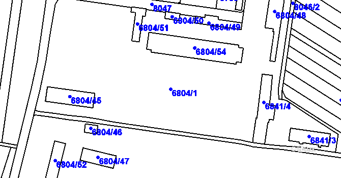 Parcela st. 6804/1 v KÚ Prostějov, Katastrální mapa