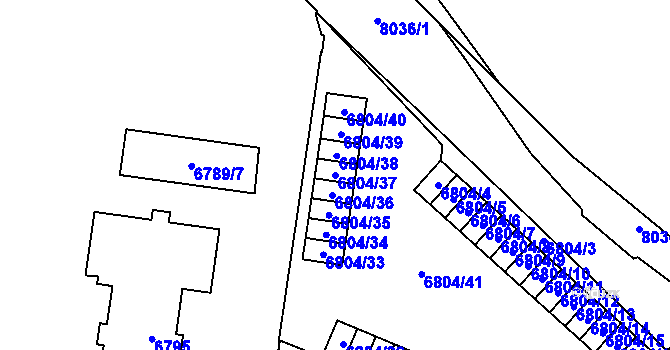 Parcela st. 6804/37 v KÚ Prostějov, Katastrální mapa