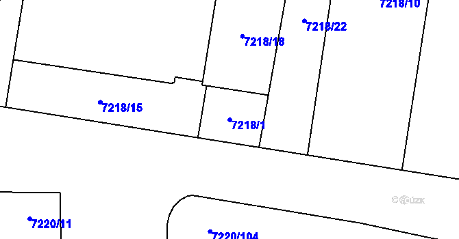 Parcela st. 7218/1 v KÚ Prostějov, Katastrální mapa