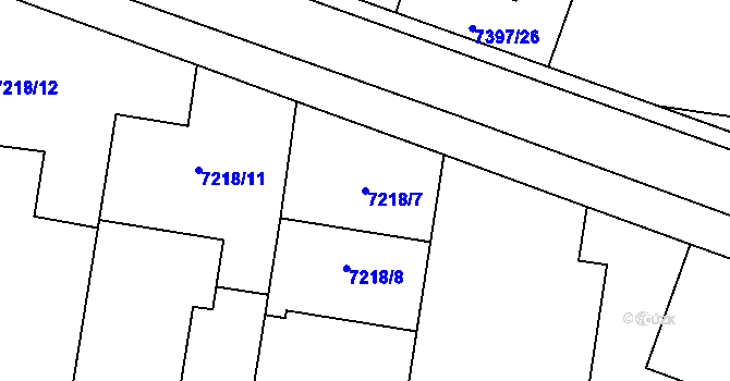 Parcela st. 7218/7 v KÚ Prostějov, Katastrální mapa