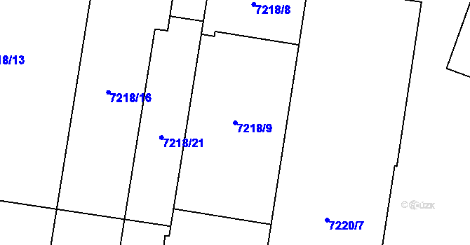 Parcela st. 7218/9 v KÚ Prostějov, Katastrální mapa