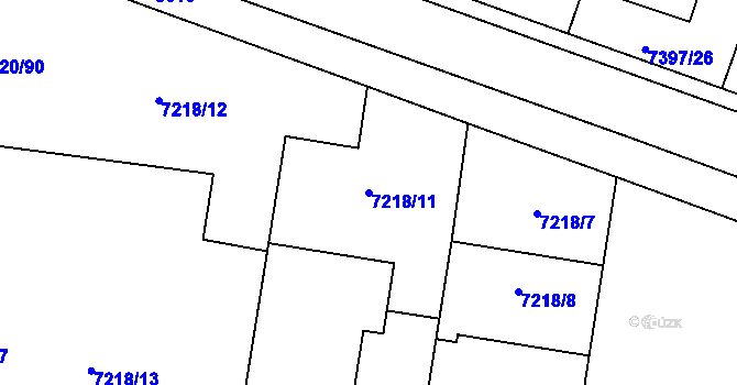 Parcela st. 7218/11 v KÚ Prostějov, Katastrální mapa
