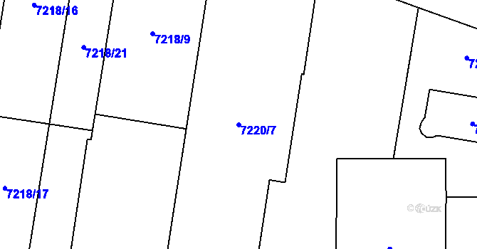 Parcela st. 7220/7 v KÚ Prostějov, Katastrální mapa