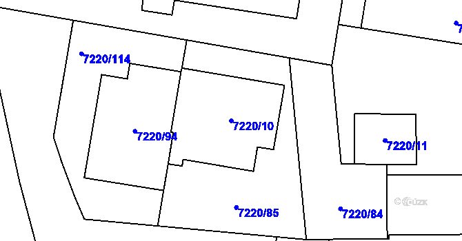 Parcela st. 7220/10 v KÚ Prostějov, Katastrální mapa