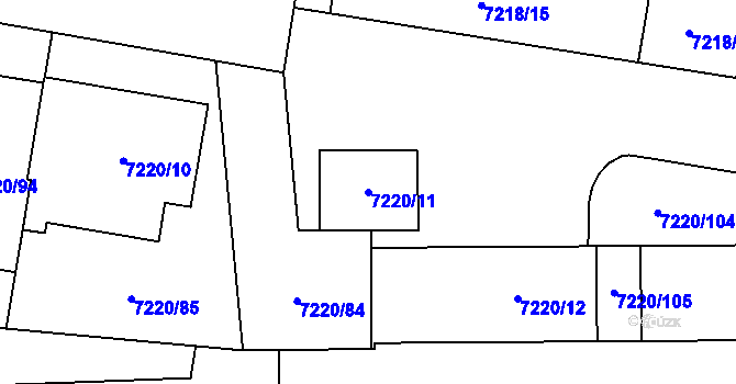 Parcela st. 7220/11 v KÚ Prostějov, Katastrální mapa