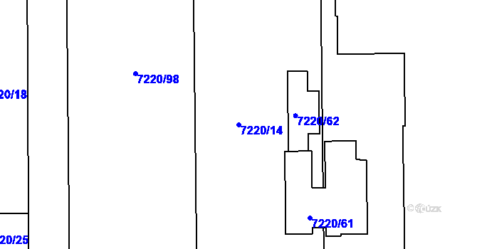 Parcela st. 7220/14 v KÚ Prostějov, Katastrální mapa