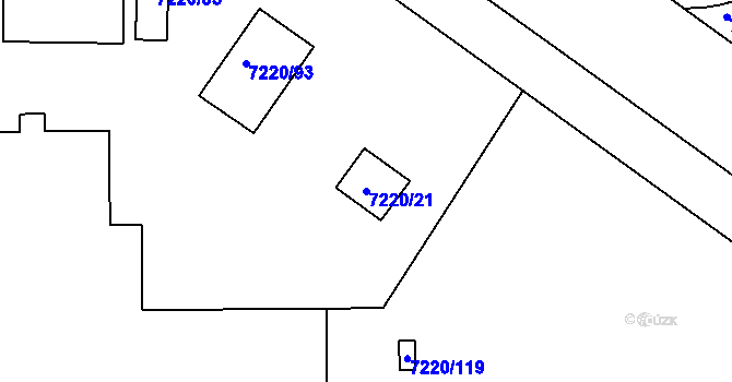 Parcela st. 7220/21 v KÚ Prostějov, Katastrální mapa
