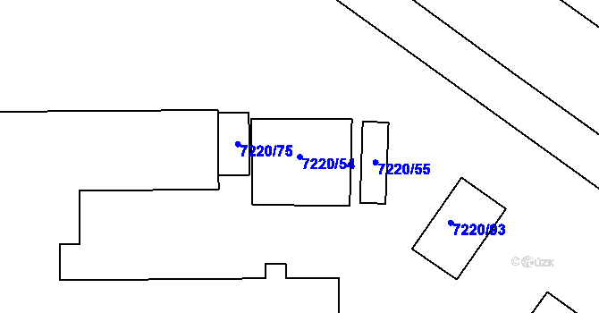 Parcela st. 7220/54 v KÚ Prostějov, Katastrální mapa