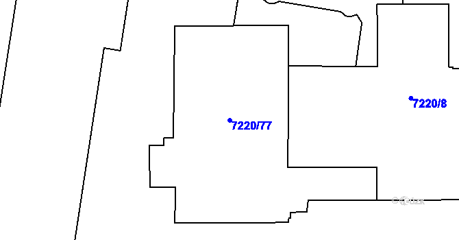 Parcela st. 7220/77 v KÚ Prostějov, Katastrální mapa