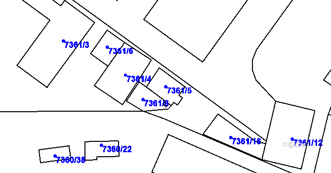 Parcela st. 7361/5 v KÚ Prostějov, Katastrální mapa