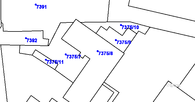 Parcela st. 7375/8 v KÚ Prostějov, Katastrální mapa