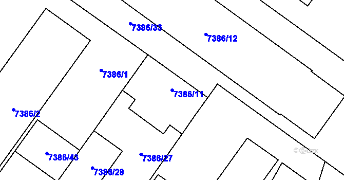 Parcela st. 7386/11 v KÚ Prostějov, Katastrální mapa
