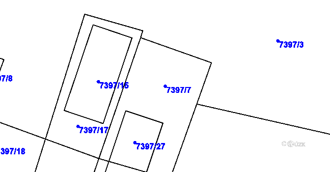 Parcela st. 7397/7 v KÚ Prostějov, Katastrální mapa