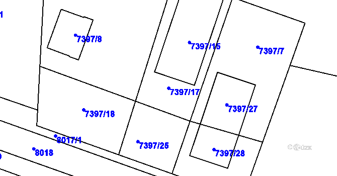 Parcela st. 7397/17 v KÚ Prostějov, Katastrální mapa