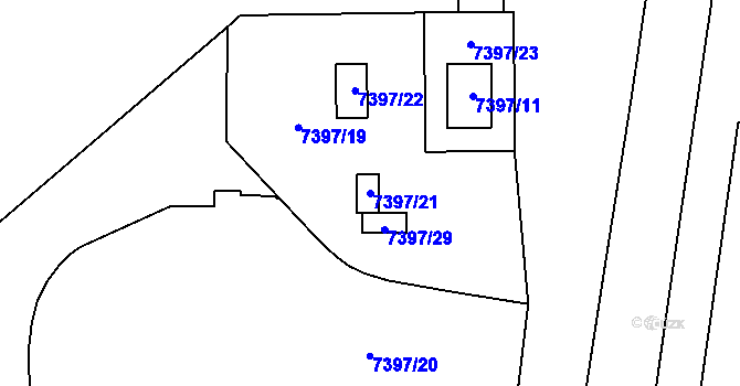 Parcela st. 7397/21 v KÚ Prostějov, Katastrální mapa
