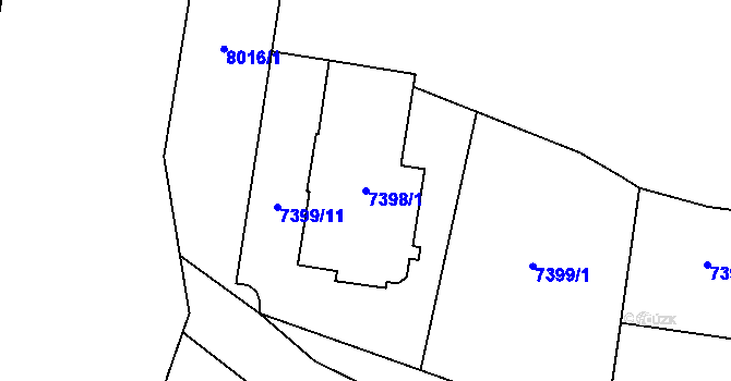 Parcela st. 7398/1 v KÚ Prostějov, Katastrální mapa