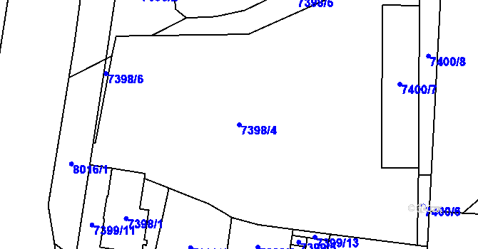 Parcela st. 7398/4 v KÚ Prostějov, Katastrální mapa