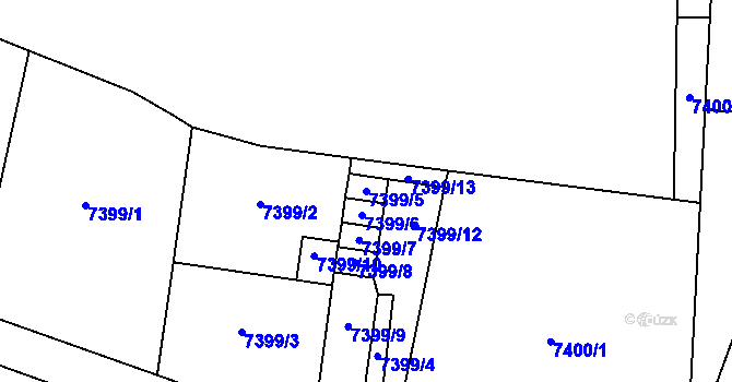 Parcela st. 7399/5 v KÚ Prostějov, Katastrální mapa