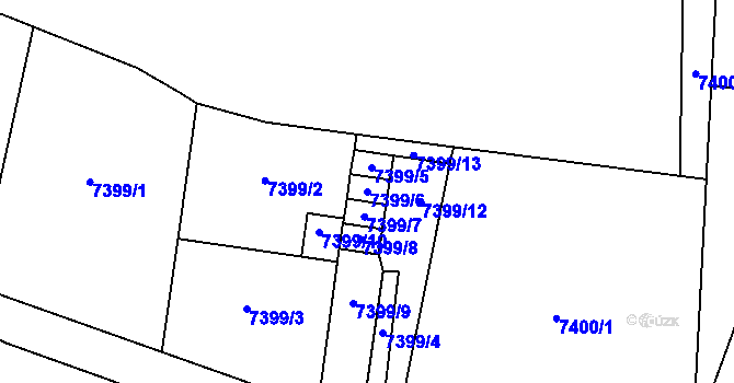 Parcela st. 7399/6 v KÚ Prostějov, Katastrální mapa