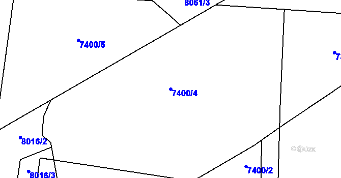 Parcela st. 7400/4 v KÚ Prostějov, Katastrální mapa