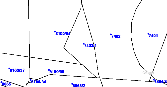 Parcela st. 7403/1 v KÚ Prostějov, Katastrální mapa