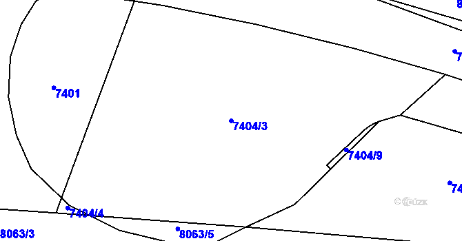 Parcela st. 7404/3 v KÚ Prostějov, Katastrální mapa