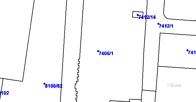 Parcela st. 7405/1 v KÚ Prostějov, Katastrální mapa