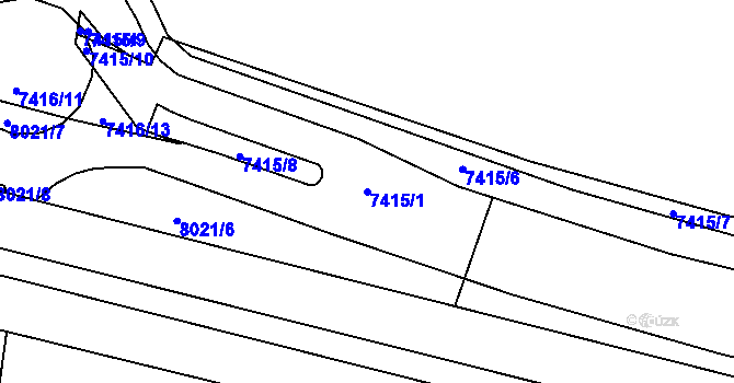 Parcela st. 7415/1 v KÚ Prostějov, Katastrální mapa