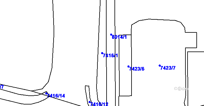 Parcela st. 7416/1 v KÚ Prostějov, Katastrální mapa