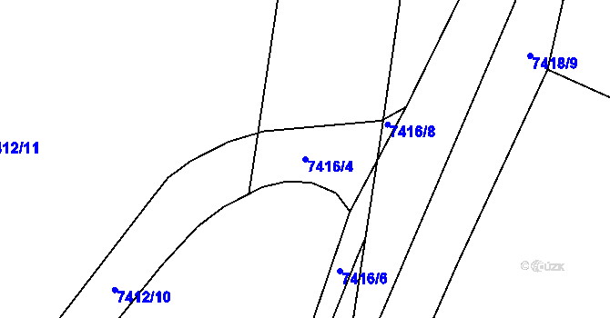 Parcela st. 7416/4 v KÚ Prostějov, Katastrální mapa