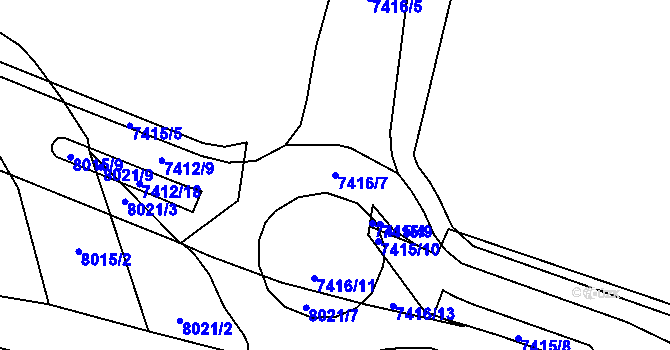 Parcela st. 7416/7 v KÚ Prostějov, Katastrální mapa