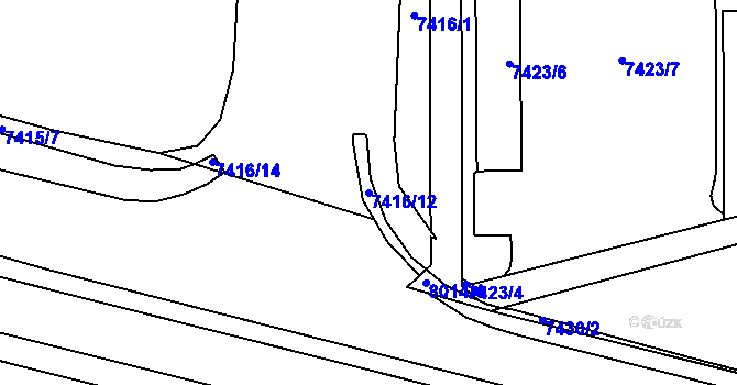 Parcela st. 7416/12 v KÚ Prostějov, Katastrální mapa
