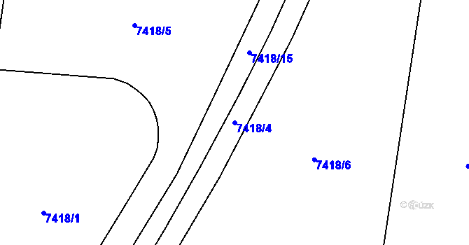Parcela st. 7418/4 v KÚ Prostějov, Katastrální mapa